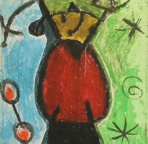 Cuadro pastel abstracto vintage firmado - Imagen 1 de 12