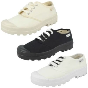 Donna Red Tag Piatto Scarpe da Ginnastica con Lacci - Picture 1 of 28