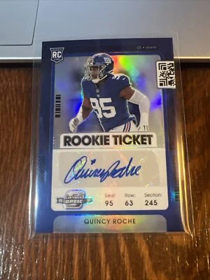 Quincy Roche 2021 Panini Contenders Optic Ticket Blue Prizm Rookie Auto RC /99 - Image 1 of 4