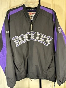 Colorado Rockies Quarter Zip Pullover Authentic Majestic MLB Windbreaker Size M - Picture 1 of 24