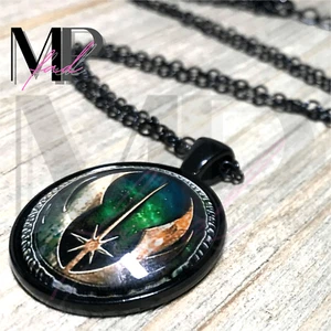 Collana con ciondolo globo cabochon ordine Jedi catena nera 22" 24" AURORAGALASSIA - Foto 1 di 7