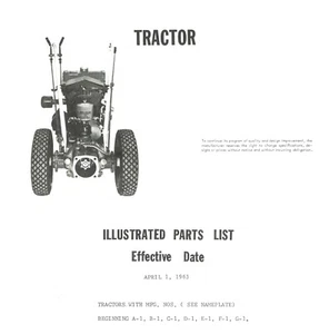 Gravely Tractor w/ MFG. Nos. Beginning A-1 to G-1 Illustrated Parts List Catalog - Picture 1 of 8