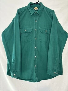Vintage 90s Cabelas Mens Chamois Heavyweight Green Shirt Sz XLT Made In USA - Bild 1 von 6