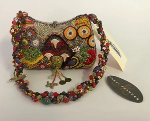 Mary Frances Red Dragon Top Handle Beaded Handbag Purse Asian Inspired - Picture 1 of 18