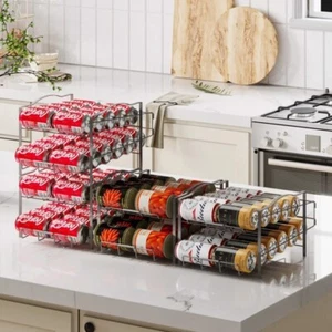 Paquete de 2 estantes dispensadores de latas de refresco apilables para despensa de cocina - Imagen 1 de 9