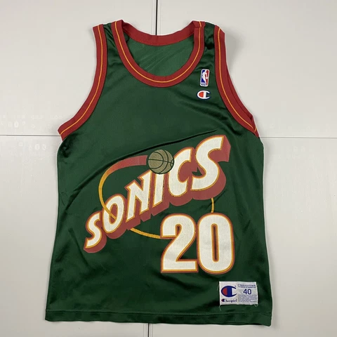 Vintage 90s Champion Gary Payton Seattle SuperSonics Sonics Jersey Green 40 Cover
