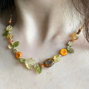 Vintage Boho Chic Colorful Floral Czech Bead Necklace Women Girls Gift New - Picture 1 of 3