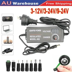 AC DC 3V-24V Adjustable Power Supply Adapter Charger Display Variable Voltage AU - Picture 1 of 19