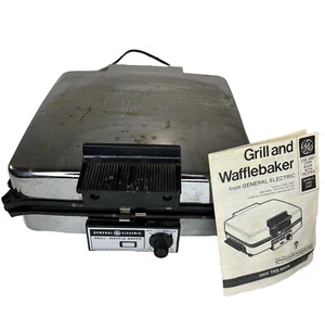 Vintage GE General Elektrogrill Waffelbäcker Wendeplatten Chrom A2G48T - Bild 1 von 19