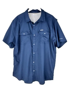 Columbia Omni-Wick Dark Blue Button Up Short Sleeve Shirt- Men’s XL - Picture 1 of 6