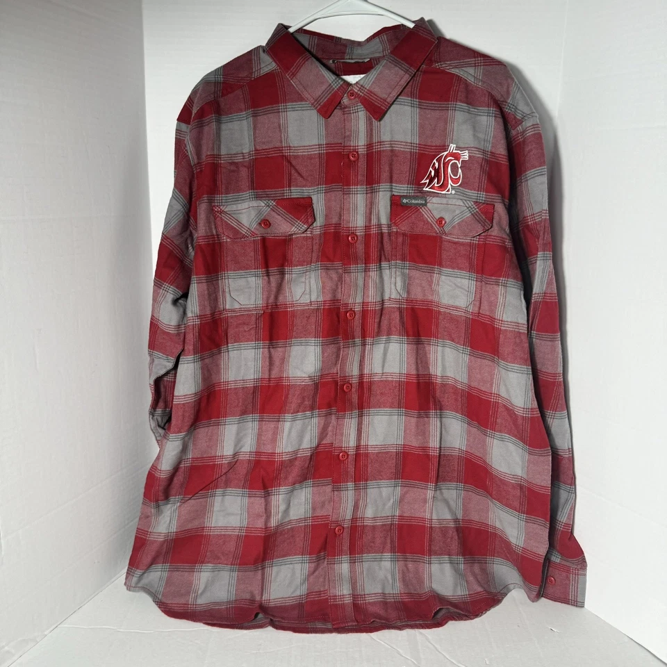 Columbia Washington State Cougars Flare Gun Red Flannel LS Shirt Men's Sz XL