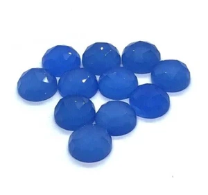 Piedras preciosas sueltas redondas de calcedonia azul natural AAA para hacer joyas - Imagen 1 de 16