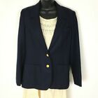Vintage Panther Blue Wool Blazer Womens Small Gold Buttons Lined American Made