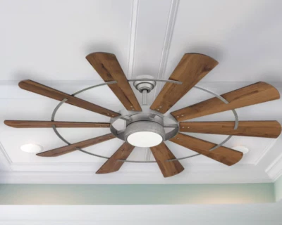 Ventilador de techo grande galvanizado para molino de viento de 60" + luz de granja industrial remota Foto 1 de 3