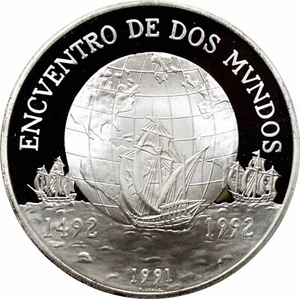 Chile 10000 pesos 1991, PROOF, "500th Anniversary - Discovery of America" silver - Picture 1 of 2