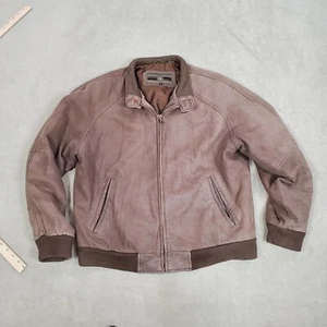 Members Only Jacket Mens Large Brown Leather Bomber Coat Lined Outdoors Casual * - Picture 1 of 15