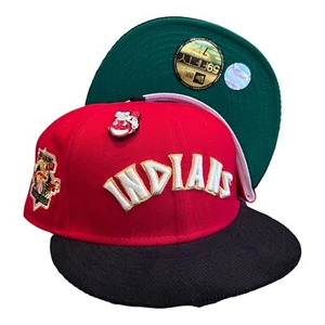 New Era Cleveland Indians 2 Tone 59FIFTY Fitted Hat Red Chief Wahoo Pin 7 5/8 - Picture 1 of 9