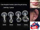 1pc Acrylic 16g Labrets Tragus Studs Rings With 2-5mm Cz Gem Monroe Lip Earrings