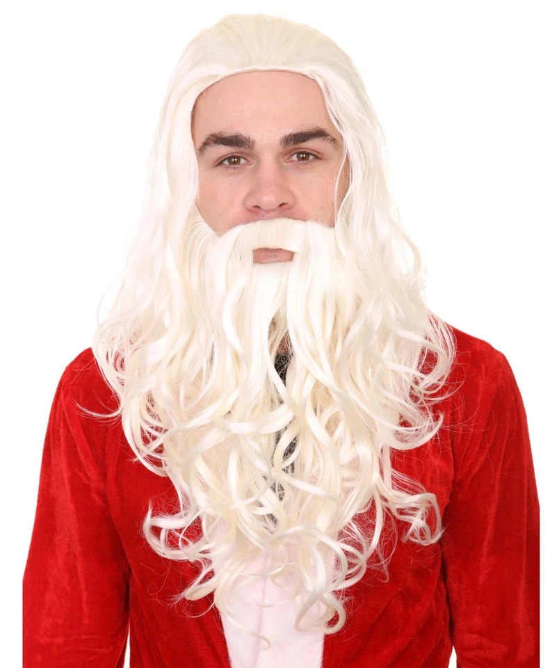 HPO Weihnachtsmann Perücke & Bart - weiß Weihnachtsmann Kostüm Accessoire