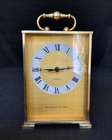 Matthew Norman Swiss Quartz Solid Brass Small Bracket Shelf Clock Cover