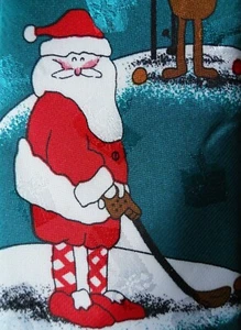 Hallmark Special Ties Santa Golfing Christmas Mens Necktie Novelty Green - Picture 1 of 12