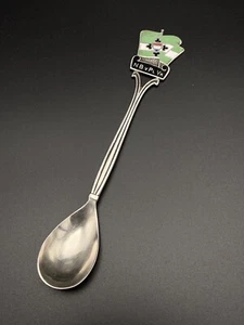 Vintage Silver Enamel Tea Spoon Souvenir Football - Picture 1 of 5