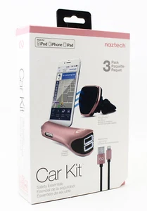 Naztech MFi Lightning® Paquete de 3 Rose Essentials Kit de Coche iPhone Clip de Montaje de Ventilación  - Imagen 1 de 4