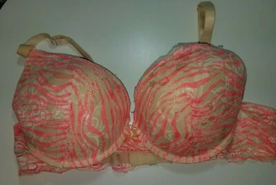 BELLA SUJETADOR PUSH UP ENCAJE - Rosa Estampado Animal Encaje Sobre Desnudo Talla 36B Foto 1 de 4
