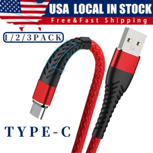Heavy Duty Braided USB C Type-C Fast Charging Data Sync Charger Cable Long Cord - Picture 1 of 14