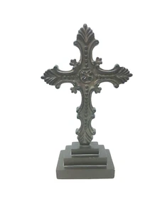 Vintage Decorative Hobby Lobby Heavy Resin Gothic, Celtic Cross On Stand - Picture 1 of 3