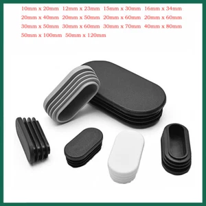 Oval Oblong Plastic Tubes End Caps Bungs Blanking Plugs Pipe Inserts Dia 10~50mm - Picture 1 of 22
