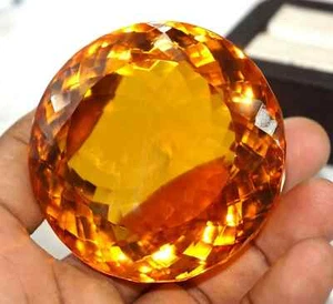 Certified Yellow Huge Citrine Natural Brazilian 500 Ct Round Cut Loose Gemstone - Picture 1 of 5