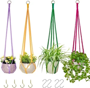 HOWMAX Hanging Planters for Plants with 8 Hooks, Handmade Colorful Cotton Rope - Picture 1 of 9
