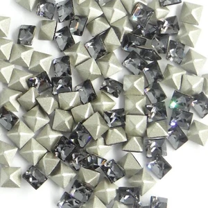 4428 5 SN *** 10 strass Swarovski vintage fond conique carrés 5mm SILVER NIGHT - Bild 1 von 4