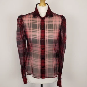 Camisa Ralph Lauren Etiqueta Púrpura Seda Reino Unido 10-12 Tartán Transparente Hecha en Unión EE. UU. - Imagen 1 de 17