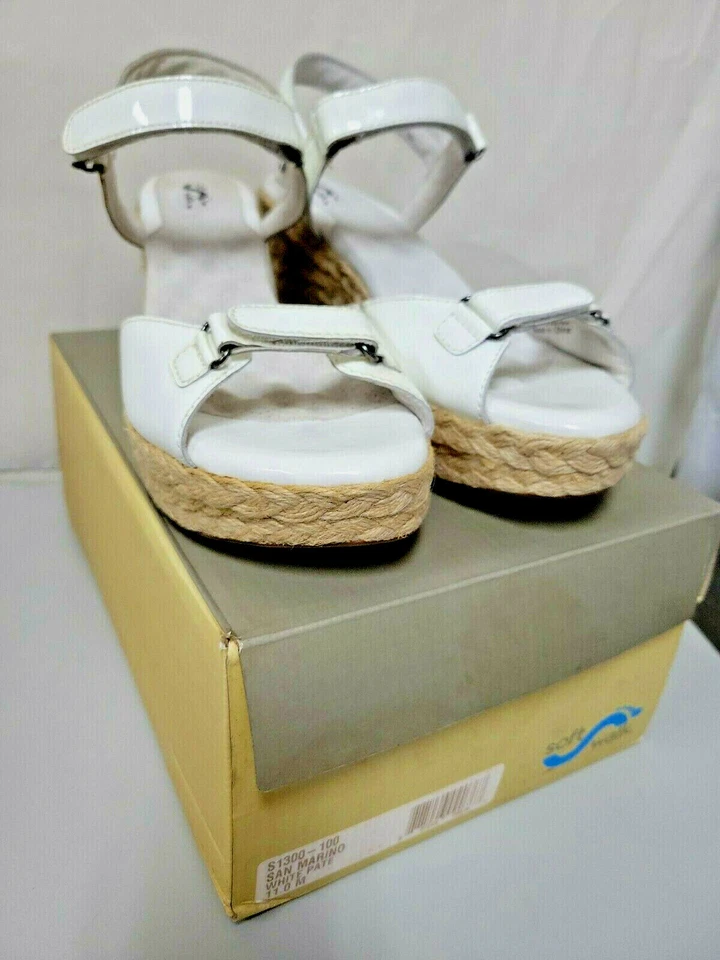 Sandalia Softwalk Soft Walk SAN MARINO charol blanco cuña zapatos 11M S1300-600 Foto 1 de 4