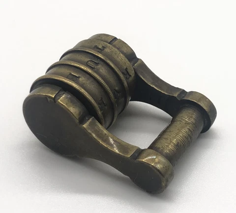 Unusual Victorian Brass Letter Combination Three Letter Word Padlock Cover