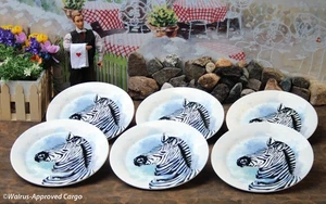 PIER 1 IMPORTS ZEBRA DESSERT PLATES (6) -NEW- TABLEWARE THAT EARNS ITS STRIPES! - Picture 1 of 9