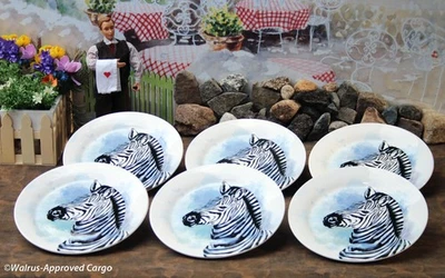 PIER 1 IMPORTS ZEBRA DESSERT PLATES (6) -NEW- TABLEWARE THAT EARNS ITS STRIPES! - Image 1 of 4