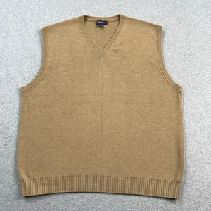 VINTAGE Lands End Vest Men XL 100% Wool Pullover Knit Sweater Beige MADE IN USA - Picture 1 of 10