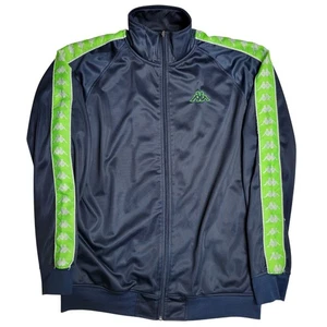 Chaqueta deportiva Kappa para hombre talla grande azul marino y poliéster verde neón LEER - Imagen 1 de 8
