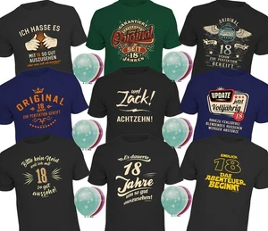 18. Geburtstag T-Shirt bedruckte Sprüche Shirts  + 5 Ballons 18 Jahre Geschenke - Bild 1 von 12