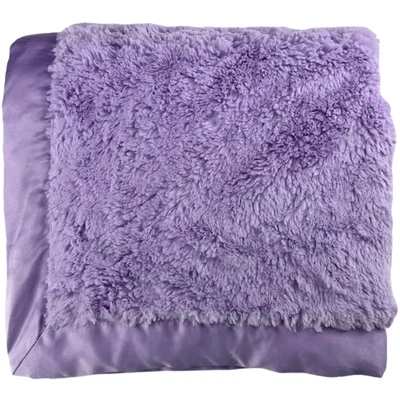 Tiddliwinks Purple Solid Satin Trim Backside Baby Girl Blanket Security Lovey - Image 1 of 3
