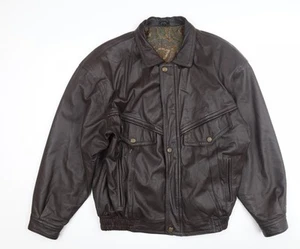 Canda Men's Brown Leather Bomber Jacket Size 42 - Picture 1 of 12