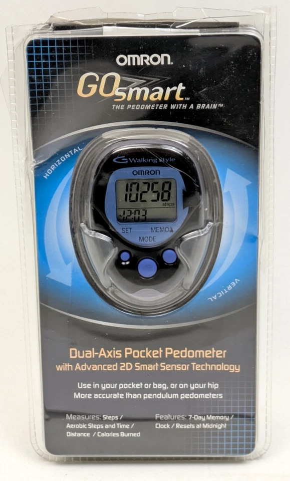 OMRON HJ-113 Go Smart Pocket Pedometer Dual Axis 2D Sensor ~ NEW (Open Box) - Image 1 of 2