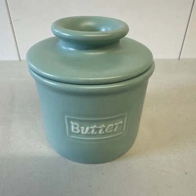 Cafe Butter Bell Crock L. Tremain Matte Aqua Light Sea Foam Color 2023 Original - Image 1 of 4