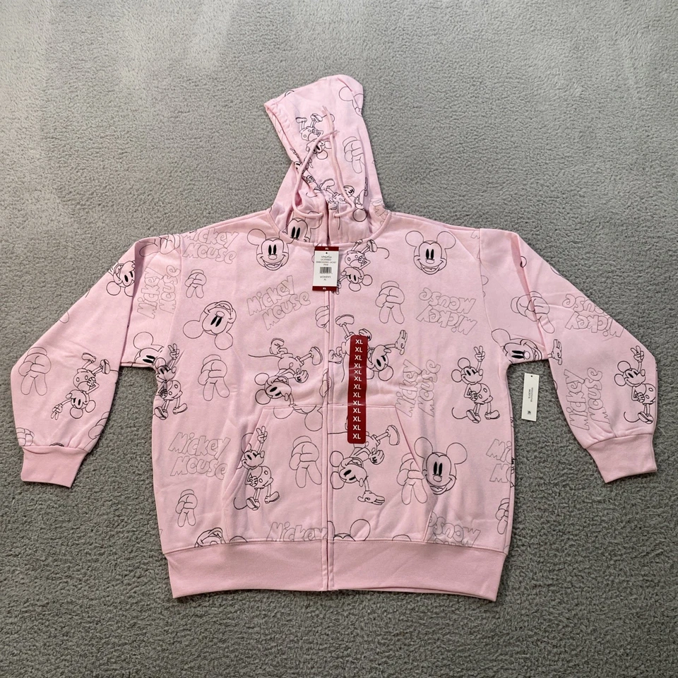 DISNEY MICKEY MOUSE HOODIE SWEATSHIRT EMBROIDERED Size LARGE