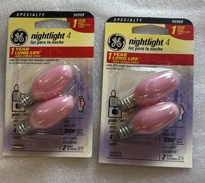 GE 4W C7 Soft Pink Nightlight / Christmas Bulbs * 2-Packs * 4-Bulbs # 26222 *NEW - Picture 1 of 3