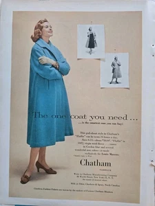 1956 Women's Louis Marcus coat Chatham fabrics Vintage Fashion ad - Picture 1 of 1