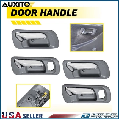 Kit de maçaneta de porta para 1998-2002 Honda Accord dianteiro traseiro interno cinza carcaça 4 peças - Imagem 1 de 4
